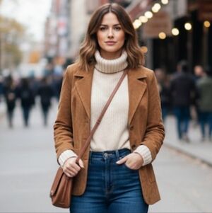 Vintage Donna Adelina real suede jacket blazer camel brown small